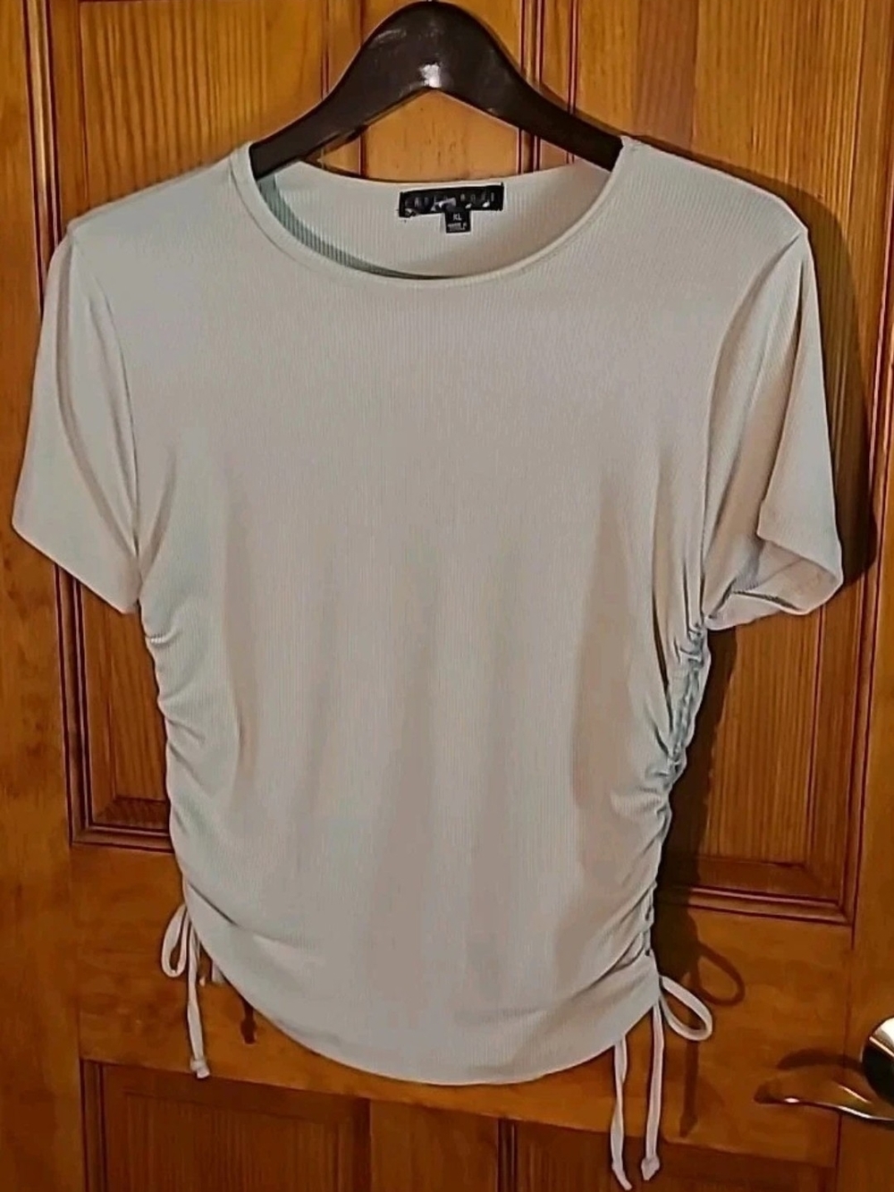 Girls Short Sleeve Ruched Side Tee - Cream By Faded Rose Size 14 XL NWT